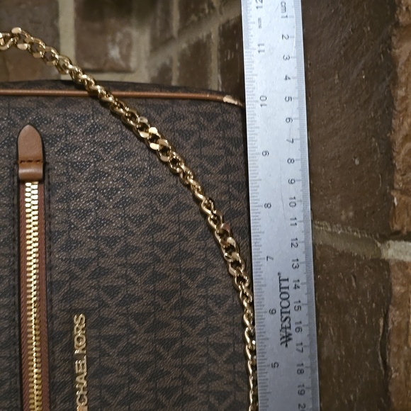 Michael Kors Jet Set Small Logo Chain Crossbody Bag Brown - Picture 8 of 11
